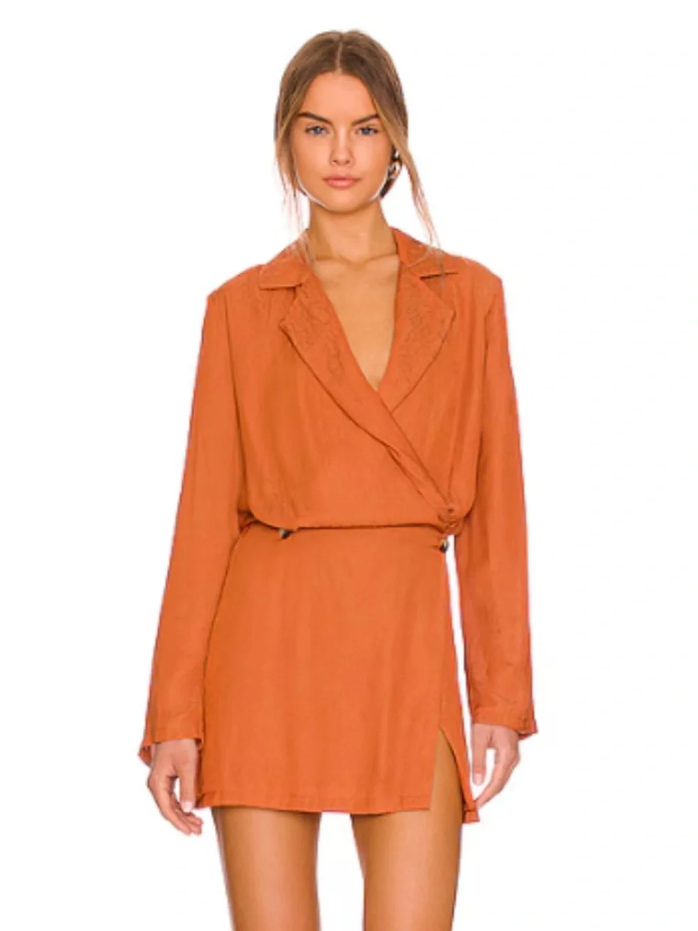 Free People Rust Orange Wrap Mini Dress
